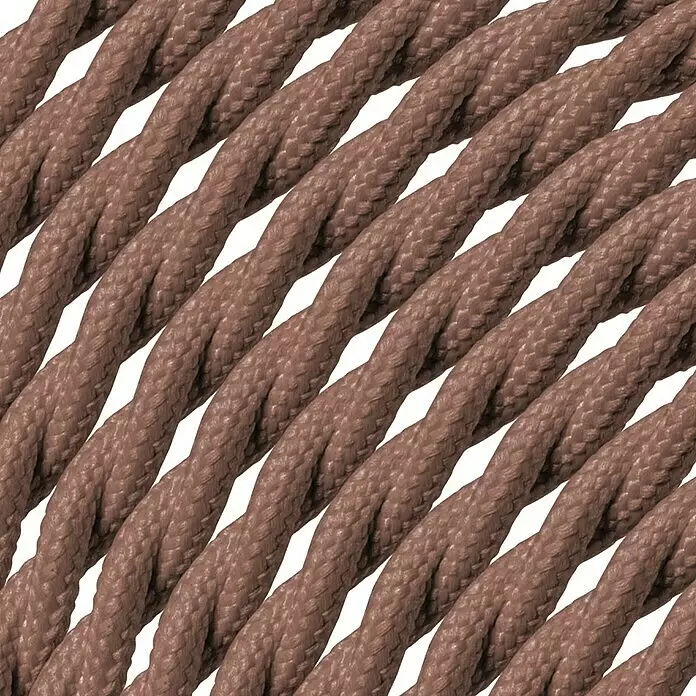 Home Sweet Home Textilkabel Meterware Online - Braun, 3, 0,75 mm², Gedreht - Braunes geflochtenes Textilkabel.