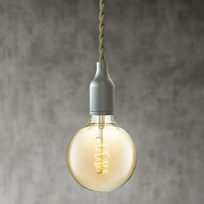Home Sweet Home Textilkabel Meterware Online - Grün, 3, 0,75 mm², Gedreht - Die dekorative Edison-Glühbirne mit spiralförmigem Glühfaden sorgt für stimmungsvolle Beleuchtung. Ideal für Vintage- und Industrie-Design.