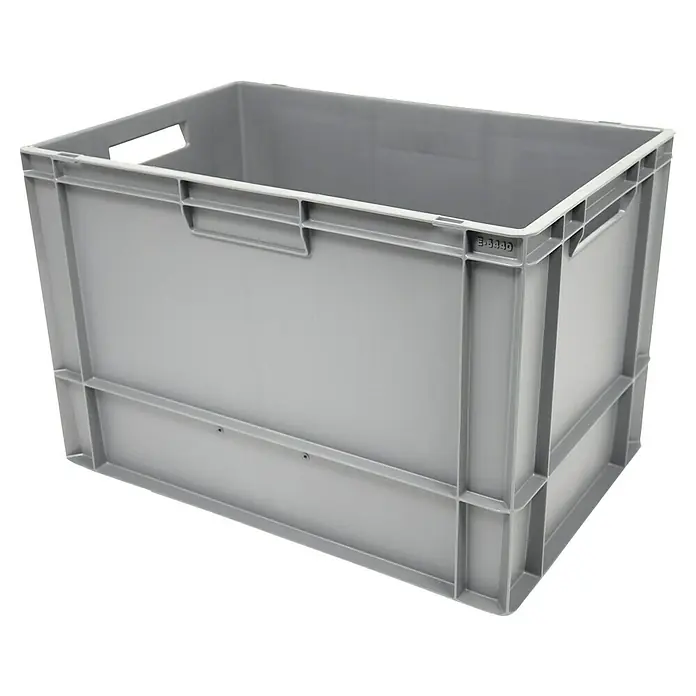 BAUHAUS Caja Euro + base con ruedas - 76 l, L x An x Al: 60 x 40 x 40 cm, 4 pzs. - Eurobox gris de plástico con asas para fácil transporte y almacenamiento.