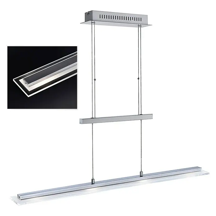 Fischer & Honsel LED-Pendelleuchte Tenso - Warmweiß - Moderne LED-Hängeleuchte mit silberfarbenem Gehäuse und klarem Acryl, ideal für stilvolle Beleuchtung im Esszimmer oder Wohnbereich.