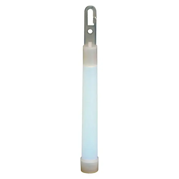 Westline Leuchtstab XXL - Weiß, 15 cm - Ein einzelner, leuchtender, weißer Knicklichtstab mit einem Clip am oberen Ende, ideal für Notfälle oder Veranstaltungen.