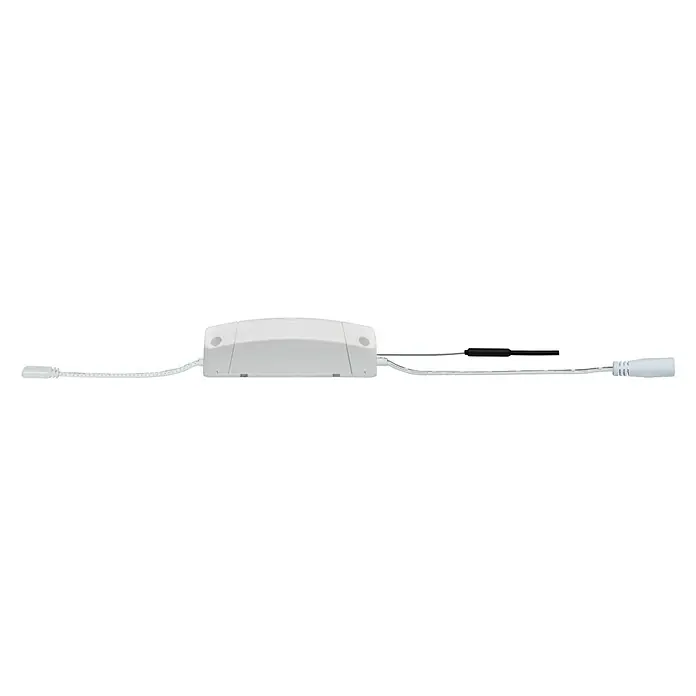 Paulmann Smart Home ZigBee Tunable White Controller MaxLED - Kunststoff - Ein weißer LED-Treiber mit Kabeln und Anschlüssen für LED-Beleuchtungssysteme zur Spannungsversorgung und Steuerung.