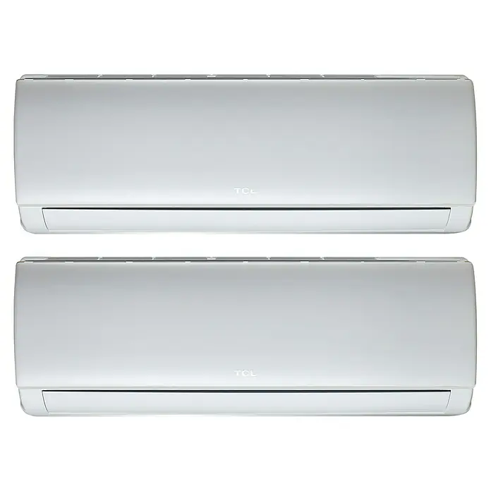 TCL Inverter-Klimasplitgerät Multi Split Duo - Kühlleistung: 1.650 W - 3.300 W, Heizleistung: 3.360 W, Raumgröße: 26 m², Passend für: 2 Räume bis jeweils 26 m² - Zwei TCL Klimaanlagen übereinander, modernes Design.
