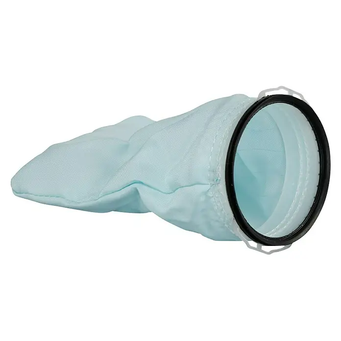 Makita Staubsaugerbeutel - Passend für: Modelle DCL180/DCL181 - Nahaufnahme eines blassblauen Filterbeutels mit schwarzem Ring. Er dient zur Filtration von Stoffen und zur Erhaltung der Reinheit.