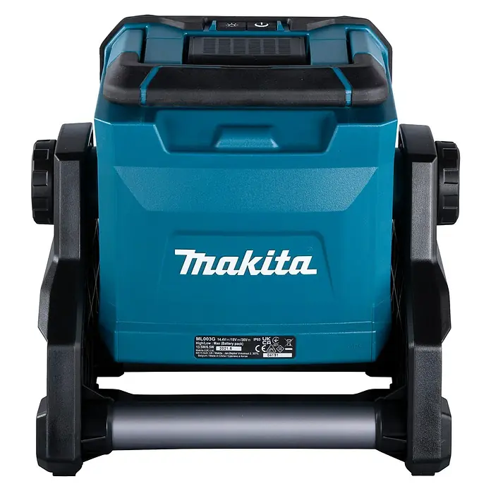 Makita LXT 18V LED-Akkustrahler ML003G - 18 V, Ohne Akku - Ein Makita ML003G Akku-Baustrahler in Türkis und Schwarz, perfekt für den Einsatz auf Baustellen und im Freien.