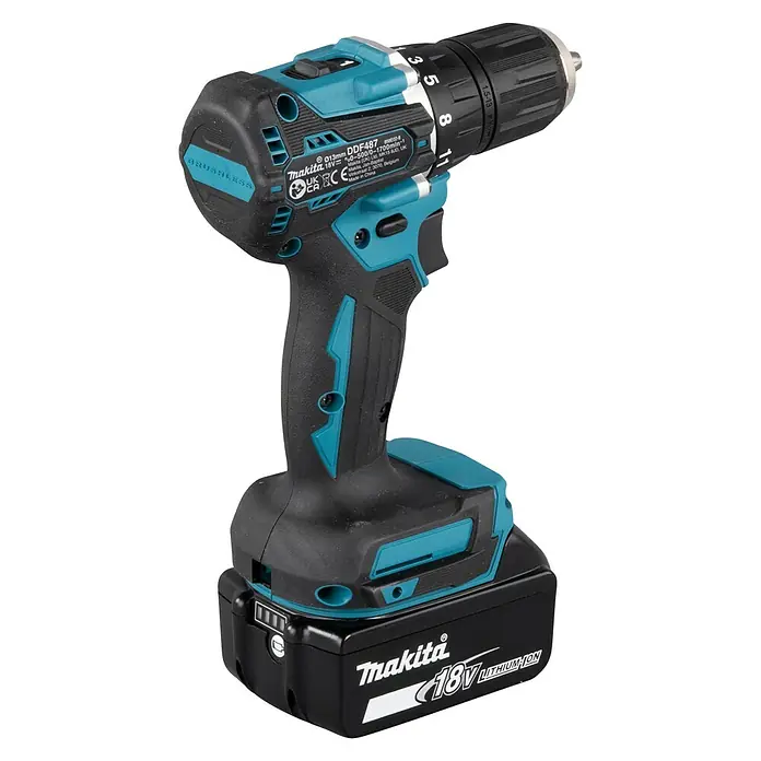 Makita LXT 18V Akku-Bohrschrauber DDF487RAJ - 18 V, 2 Akkus, 2 Ah - Akkubohrschrauber von Makita mit 18V Lithium-Ionen-Akku, ideal für professionelle Anwendungen und Heimwerkerprojekte.