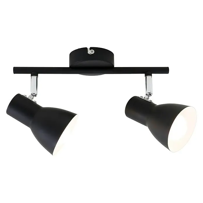 Briloner Cup Regleta - 50 W, L x An x Al: 8 x 27 x 15 cm, Negro, Negro, E14, 2 ud. - Un moderno foco doble de techo negro con cabezales ajustables para una iluminación flexible de la habitación.