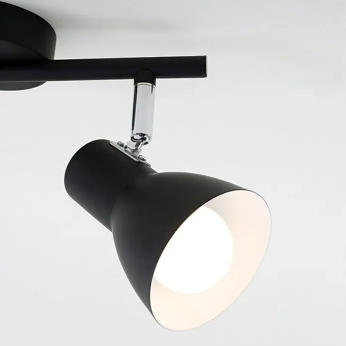 Briloner Cup Regleta - 50 W, L x An x Al: 8 x 27 x 15 cm, Negro, Negro, E14, 2 ud. - Foco negro con un haz de luz brillante. El diseño es moderno y minimalista, ideal para la iluminación de acento.
