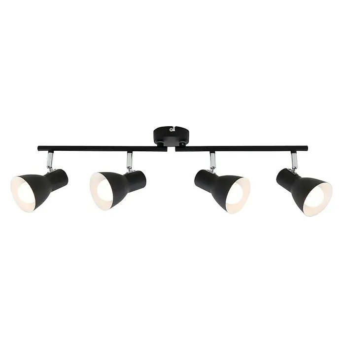 Briloner Cup Regleta - 100 W, L x An x Al: 8 x 60,5 x 15 cm, Negro, Negro, E14, 4 ud. - Foco negro de cuatro luces para techo, ideal para iluminar espacios habitables. Lámpara moderna con focos ajustables.