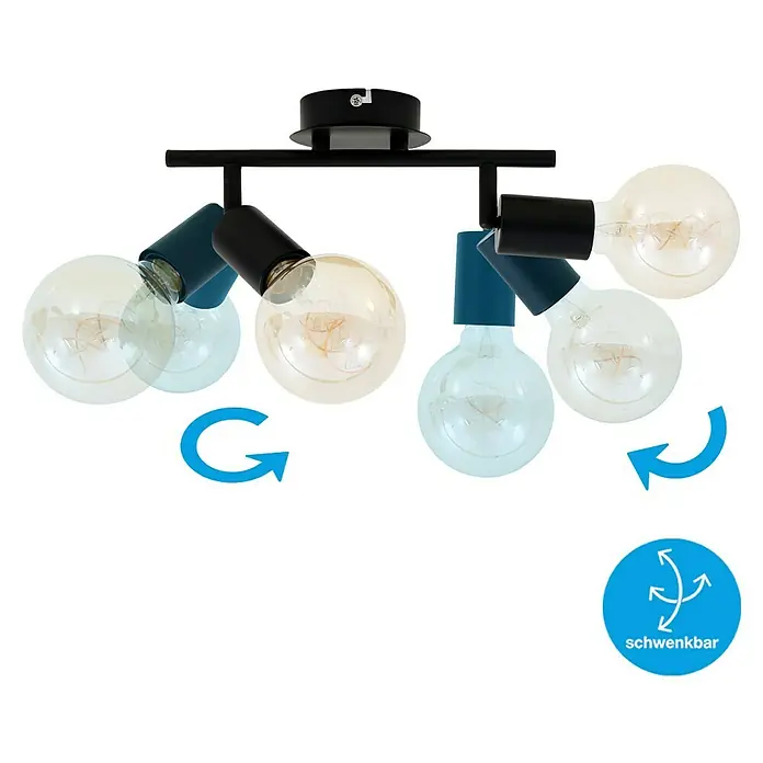 Briloner Pearl Regleta - 120 W, L x An x Al: 27,5 x 18 x 10,5 cm, Negro, Negro, E27, 2 ud. - Lámpara de techo con pantallas ajustables, que ofrece opciones de iluminación flexibles y direccionales.