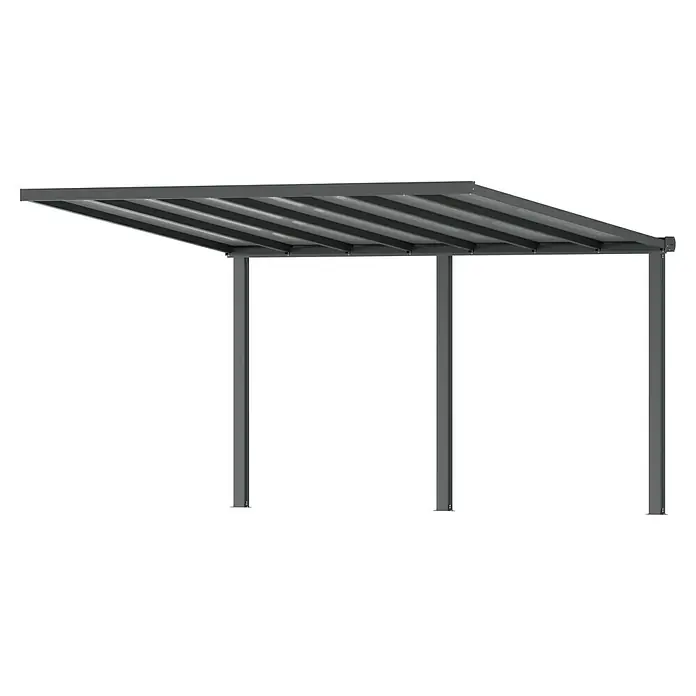 Gardendreams Terrassenüberdachung Comfort - B x T: 424 x 300 cm, Anthrazitgrau, Polycarbonat, Transparent - Stilvolle Pergola mit Lamellendach, perfekt für den Garten. Das moderne Design bietet Schatten und Schutz vor Sonne und leichtem Regen.