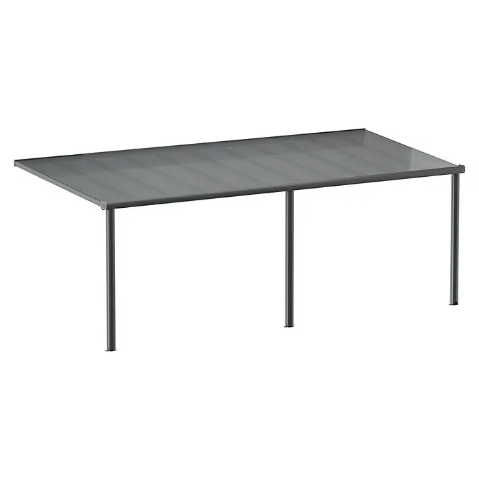 Gardendreams Terrassenüberdachung Comfort - B x T: 604 x 250 cm, Anthrazitgrau, Polycarbonat, Transparent - Darstellung eines modernen grauen Metall-Carports mit minimalistischem Design und klaren Linien, ideal für den Außenbereich.