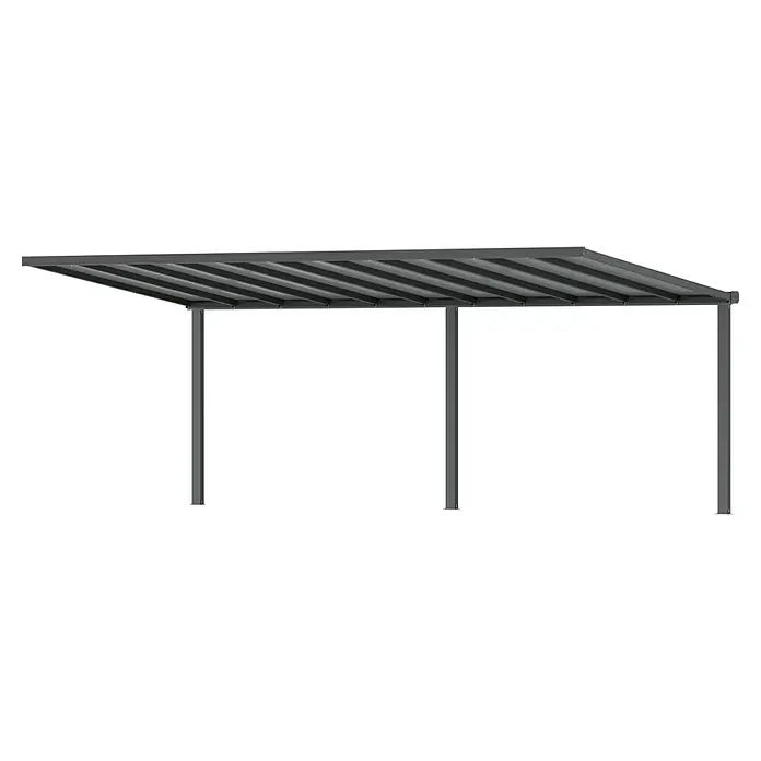 Gardendreams Terrassenüberdachung Comfort - B x T: 604 x 300 cm, Anthrazitgrau, Polycarbonat, Transparent - Stilvolles Outdoor-Sonnendach mit grauem Metallrahmen und moderner Lamellenstruktur, ideal für den Garten oder die Terrasse.