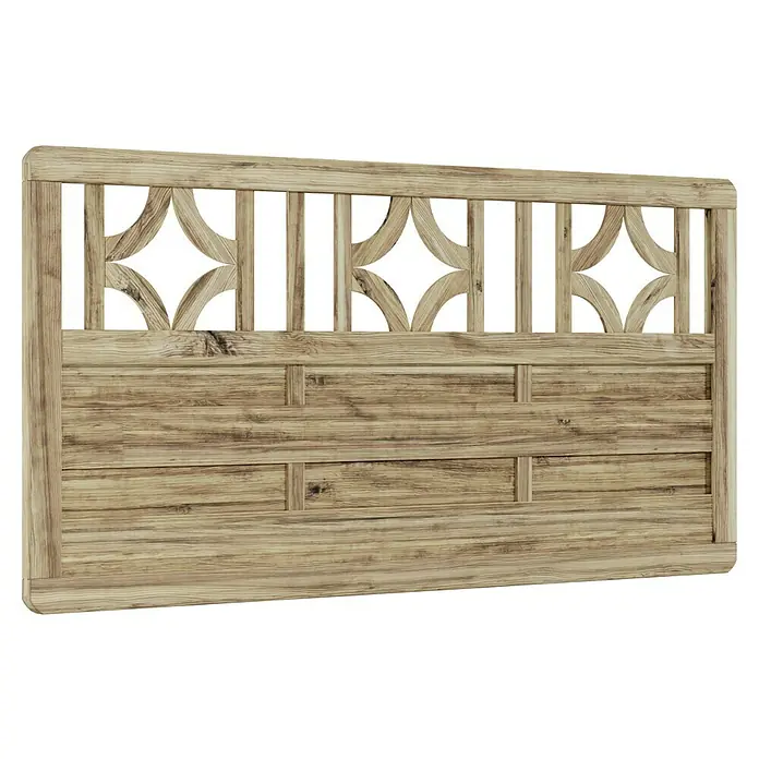 T & J Sichtschutzelement Antikzaun - B x H: 180 x 90 cm, Braun - Elegantes Holzkopfteil mit dekorativen Ausschnitten für einen stilvollen Akzent im Schlafzimmer. Die natürliche Holzmaserung verleiht Wärme und Charakter.