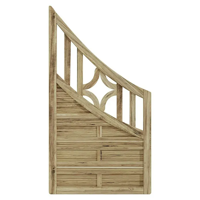 T & J Sichtschutzelement Antikzaun - 90 x 90/160 cm, Braun - Holzgartentor mit einem verzierten, diagonalen Design, das natürliche Schönheit und rustikalen Charme vereint.