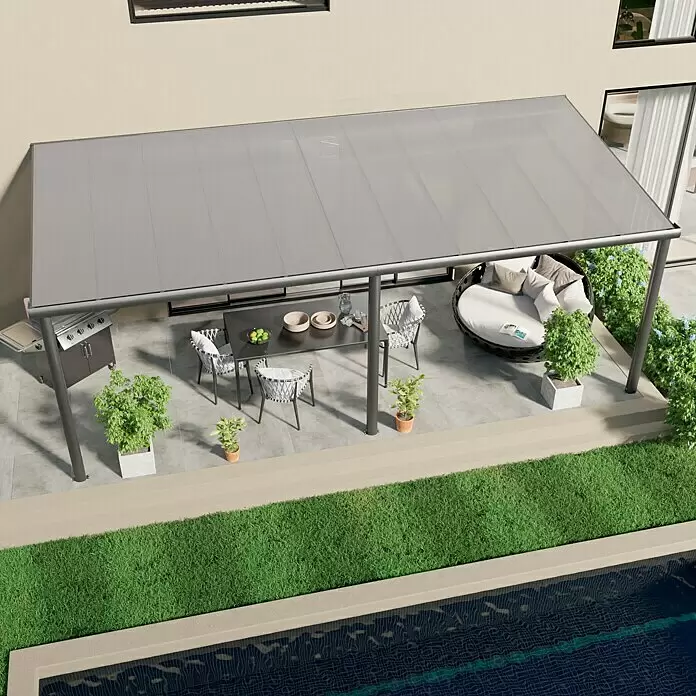 Gardendreams Terrassenüberdachung Comfort - B x T: 604 x 300 cm, Anthrazitgrau, Polycarbonat, Transparent - Stimmungsaufnahme
