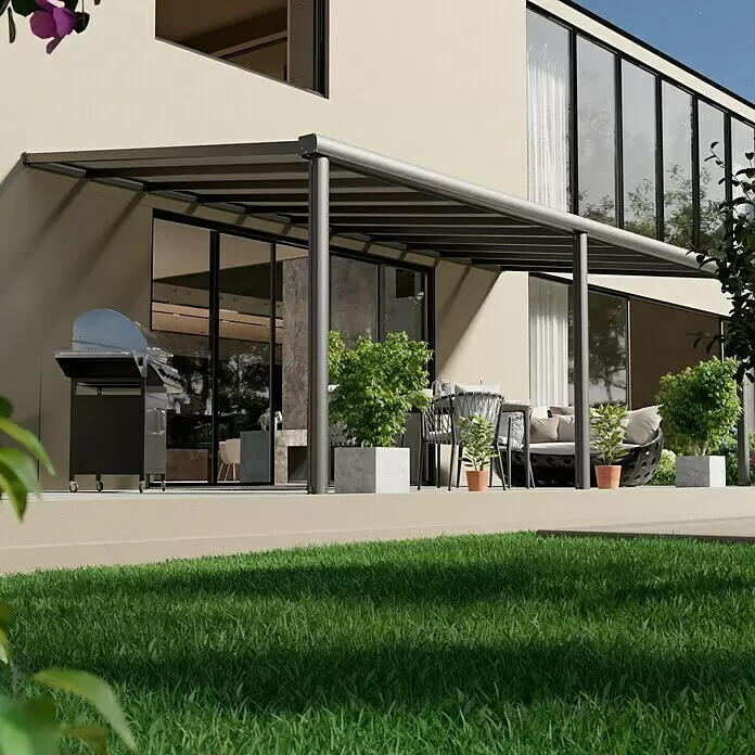 Gardendreams Terrassenüberdachung Comfort - B x T: 604 x 300 cm, Anthrazitgrau, Polycarbonat, Transparent - Stimmungsaufnahme