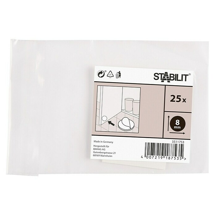Stabilit Antislip en geluiddempers (Diameter: 8 mm, Transparant, Zelfklevend, 25 stk.)