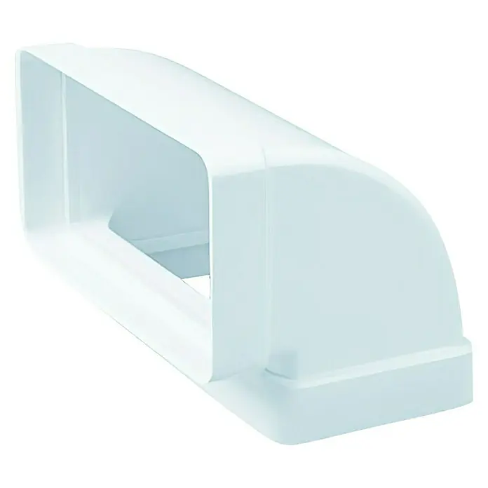 Codo vertical rectangular Tubpla - Diámetro: 125 mm, 90 ° - Conector de conducto rectangular blanco para sistemas de ventilación. Ideal para conectar tuberías y optimizar el flujo de aire.