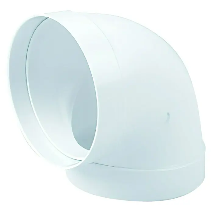 Codo redondo Tubpla - Diámetro: 125 mm, 90 ° - Codo de conducto redondo blanco de 90 grados para conectar tubos de ventilación, ideal para la instalación de sistemas de ventilación interior.