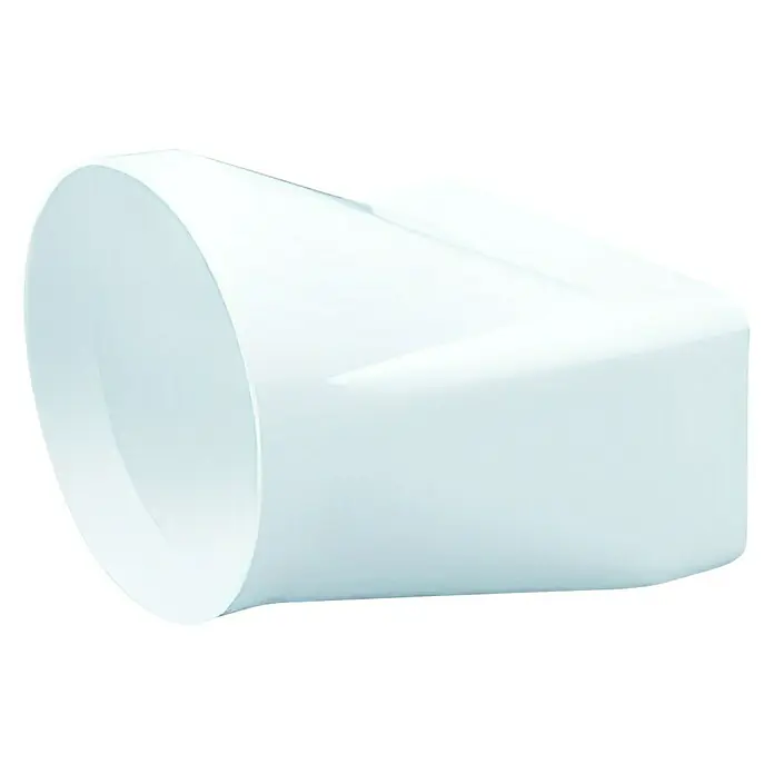 Empalme para tubo mixto Tubpla - Blanco, 125 mm - La imagen muestra un accesorio de transición blanco, común para sistemas de ventilación. Tiene un diseño limpio y moderno.