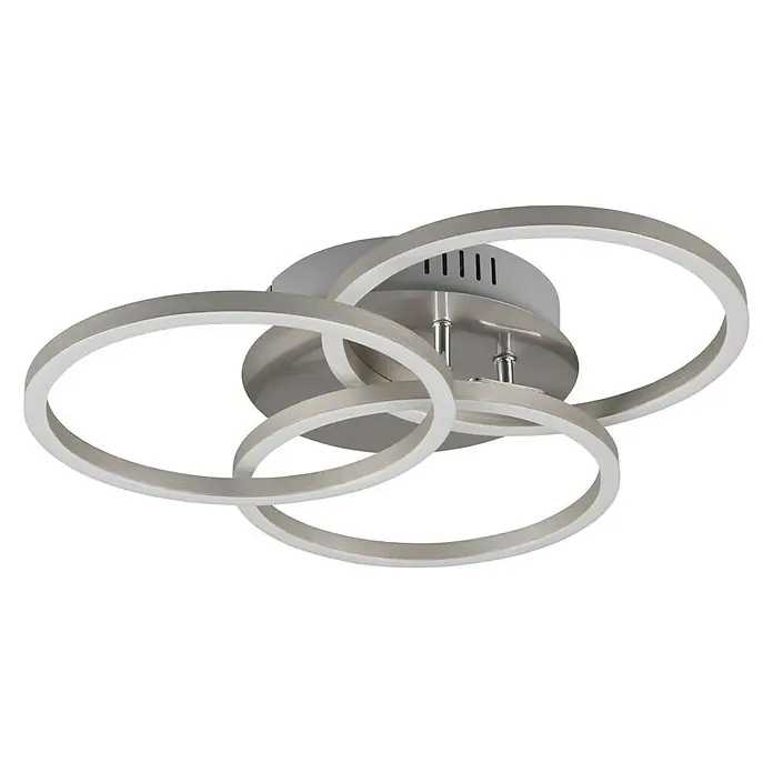 LED-Deckenleuchte Circle - 27 W, L x B x H: 43,5 x 43,5 x 9,5 cm, Nickel-matt, Mehrfarbig - Moderne LED-Deckenleuchte mit drei Ringen in Silber, die ein helles und stilvolles Ambiente schafft. Perfekt für Wohn- und Schlafräume.