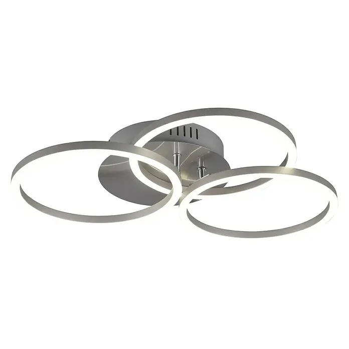 LED-Deckenleuchte Circle - 27 W, L x B x H: 43,5 x 43,5 x 9,5 cm, Nickel-matt, Mehrfarbig - Moderne Deckenleuchte mit drei ineinandergreifenden Ringen. Das elegante Design sorgt für ein angenehmes Licht und eine stilvolle Atmosphäre.