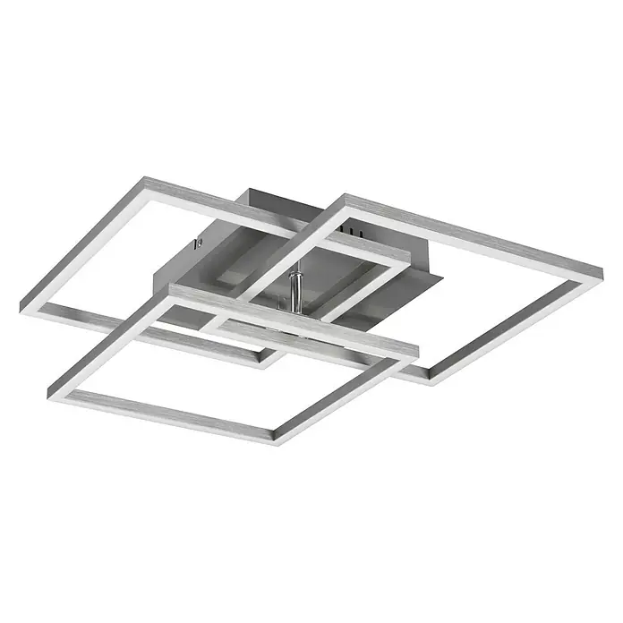 Reality Leuchten LED-Deckenleuchte Mobile - 28 W, L x B x H: 42 x 39 x 10 cm, Nickel-matt - Moderne Deckenleuchte mit quadratischen Rahmen für eine stilvolle Beleuchtung.