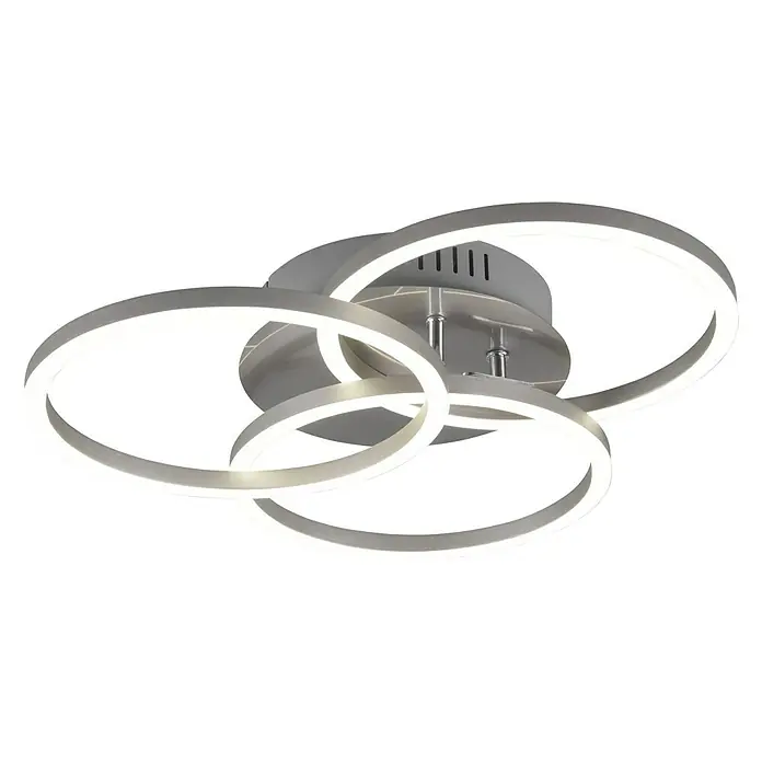 LED-Deckenleuchte Circle - 27 W, L x B x H: 43,5 x 43,5 x 9,5 cm, Nickel-matt, Mehrfarbig - Moderne LED-Deckenleuchte mit drei ineinandergreifenden Ringen für eine stilvolle Beleuchtung.
