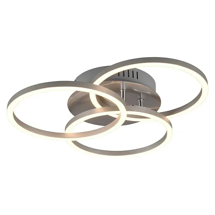 LED-Deckenleuchte Circle - 27 W, L x B x H: 43,5 x 43,5 x 9,5 cm, Nickel-matt, Mehrfarbig - Deckenleuchte mit drei ineinandergreifenden LED-Ringen für eine moderne und stilvolle Beleuchtung.