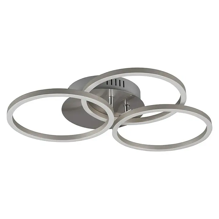LED-Deckenleuchte Circle - 27 W, L x B x H: 43,5 x 43,5 x 9,5 cm, Nickel-matt, Mehrfarbig - Modernes LED-Deckenlicht mit drei kreisförmigen Elementen in Silberoptik, die ein helles und stilvolles Ambiente schaffen.