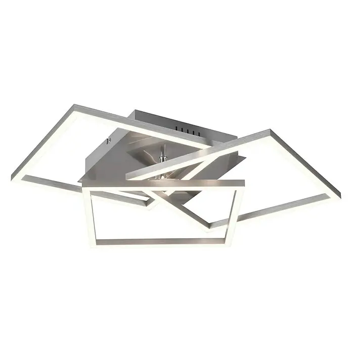 Reality Leuchten LED-Deckenleuchte Mobile - 28 W, L x B x H: 42 x 39 x 10 cm, Nickel-matt - Moderne Deckenleuchte mit verschlungenen, quadratischen Rahmen und LED-Beleuchtung für stilvolle Raumausleuchtung.