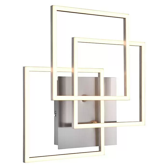 Reality Leuchten LED-Deckenleuchte Mobile - 28 W, L x B x H: 42 x 39 x 10 cm, Nickel-matt - Diagonale Ansicht