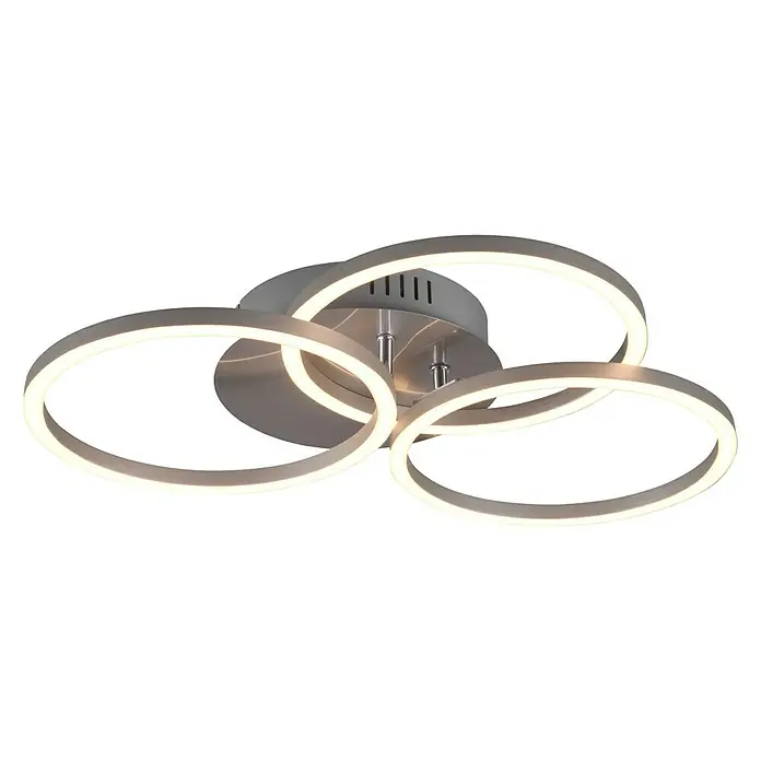 LED-Deckenleuchte Circle - 27 W, L x B x H: 43,5 x 43,5 x 9,5 cm, Nickel-matt, Mehrfarbig - Moderne Deckenleuchte mit drei verschlungenen Ringen und warmweißem Licht für eine stilvolle Beleuchtung in jedem Raum.