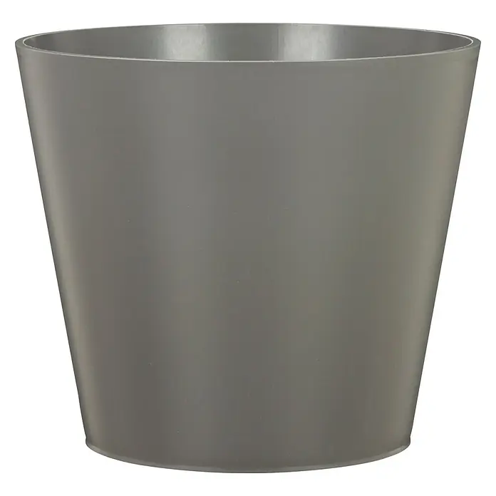 Scheurich Übertopf rund Purista - Außenmaß (Ø x H): 30 x 24,2 cm, Nero, Kunststoff - Abgebildeter grauer Pflanztopf aus Kunststoff, der sich ideal für Zimmerpflanzen oder Blumen auf dem Balkon eignet.
