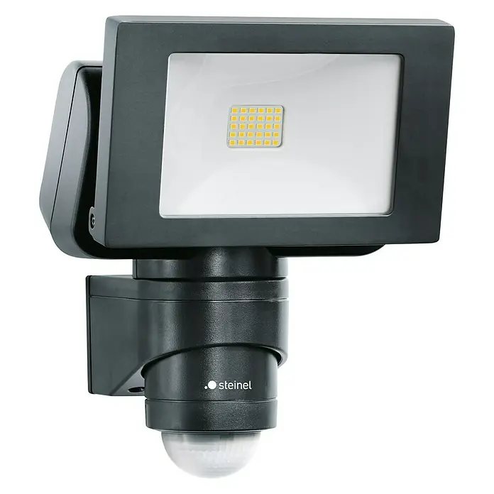 Steinel LED-Sensor-Strahler LS 150 S schwarz - 14,7 W, L x B x H: 17 x 15,5 x 21,5 cm, Schwarz, IP44 - LED-Außenstrahler mit Bewegungsmelder in Anthrazit. Ideal für die Ausleuchtung von Hauswänden und Wegen rund ums Haus.