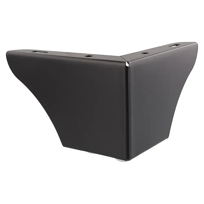 Wagner System Möbelfuß - L x B x H: 110 x 110 x 76 mm, Stahl, Schwarz - Elegantes, schwarzes Möbelbein mit schrägem Design und stabilen Befestigungspunkten, ideal für stilvolle Möbelprojekte.