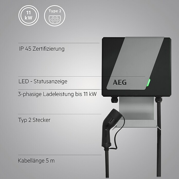 AEG E-Auto Ladestation Wallbox WB 11 FILadeleistung: 11 kW Info