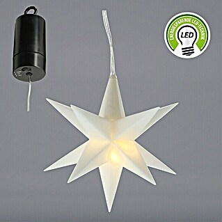 LED-Stern 3D Kunststoff hängend (Weiß, Warmweiß, 2-flammig, Außen)