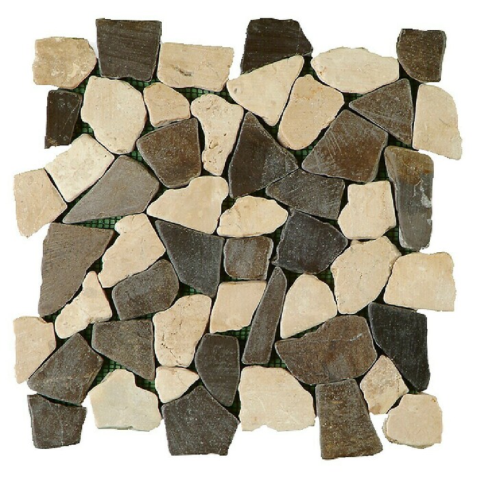 Baldosa de mosaico Rocaplana Zebra (30 x 30 cm, Piedra natural, Negro/Beige)