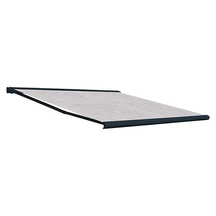 Deyo Limassol Vollkassettenmarkise - Beige meliert, Farbe Gestell: Anthrazitgrau Feinstruktur, Breite: 5,5 m, Ausfall: 3,5 m - Graue Markise mit dunklem Rahmen, ideal für Schatten und Schutz vor der Sonne. Das perfekte Accessoire für Terrasse oder Balkon.