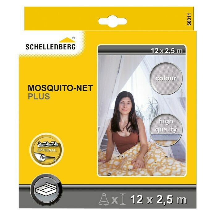 Schellenberg Mosquito Net Mosquitera Plus (An x Al: 250 x 120 cm, Blanco, Fijación por gancho, Cama)