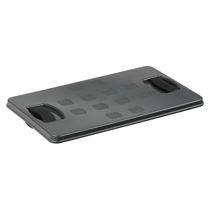Sunware Deckel Square - L x B x H: 37,5 x 22,5 x 1,6 cm, Passend für: Sunware Aufbewahrungsbox Square, Kunststoff, Anthrazit - Graue, rechteckige Aquarienabdeckung mit Griffen und quadratischen Öffnungen für Licht oder Belüftung, ideal für Aquarien.