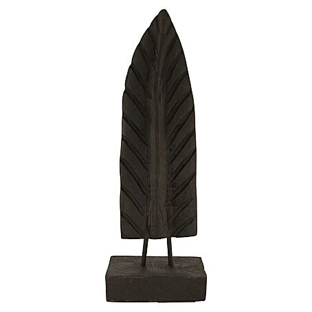 Dekofigur Blatt Teakholz (Schwarz)