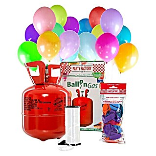 Party Factory Ballongas Helium inkl. 20 Ballons und 100 m Ballonschnur (0,14 m³, Inhalt ausreichend für ca.: 20 Ballons)