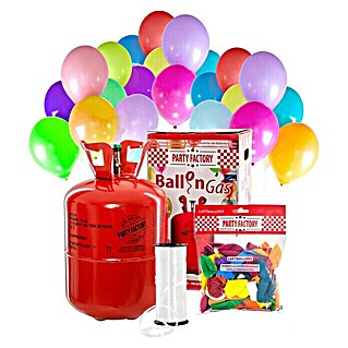 Party Factory Ballongas Helium inkl. 50 Ballons und 100 m Ballonschnur (0,4 m³, Inhalt ausreichend für ca.: 50 Ballons)