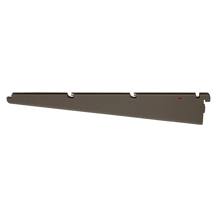 Elfa Classic by Elfa Träger Click-in - L x B x H: 40 x 1,3 x 5,5 cm, Farbe: Graphite - Ein brauner Träger mit Haken zur Befestigung an einer Wand. Ideal für die Organisation von Räumen und zur Lagerung von Gegenständen.