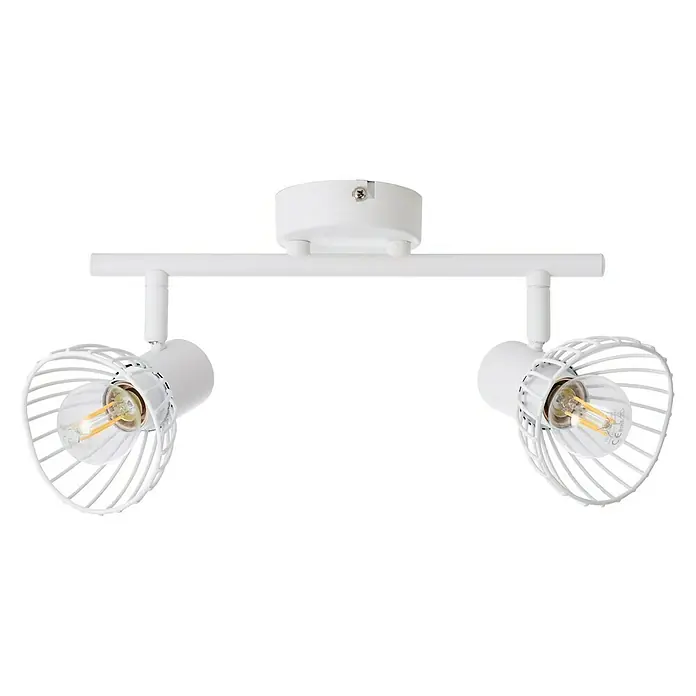 Brilliant Elhi Deckenstrahler - 40 W, L x B x H: 18 x 38 x 16,5 cm, Weiß, E14 - Weiße Deckenleuchte mit zwei Strahlern und Käfigdesign für moderne Beleuchtung und stilvolles Ambiente im Raum.