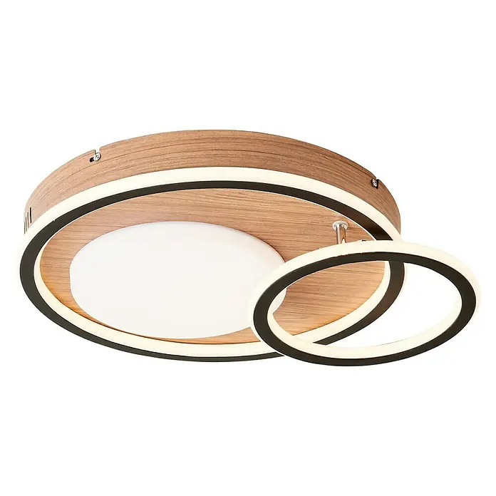 Brilliant LED-Deckenleuchte Karney - 48 W, L x B x H: 57 x 39,4 x 8 cm, Braun, Warmweiß - Elegante LED-Deckenleuchte mit Holzoptik und modernem Ringdesign. Die Lampe sorgt für stilvolle Beleuchtung in jedem Raum.