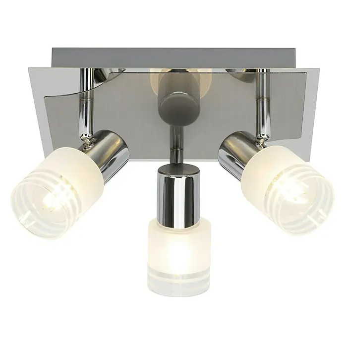 Brilliant Lea LED-Wandstrahler - 4 W, L x B x H: 30,5 x 30,5 x 14,5 cm, Eisen/Chrom, E14, 3 Stk. - Deckenleuchte mit drei Strahlern und moderner Optik, ideal für Wohnräume. Das klare Design passt perfekt in jedes Ambiente.